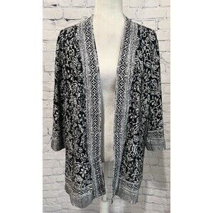 Isaac Mizrahi women’s jacket Cardigan Black And White Size Large